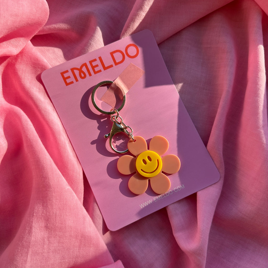 Smiley Flower Keyrings //  Pink