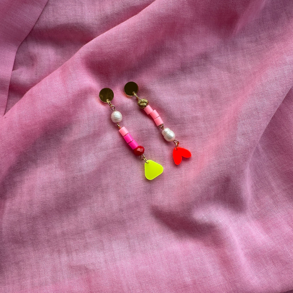 Jelly Pearl Beaded Earrings // red, pink, neons, golds
