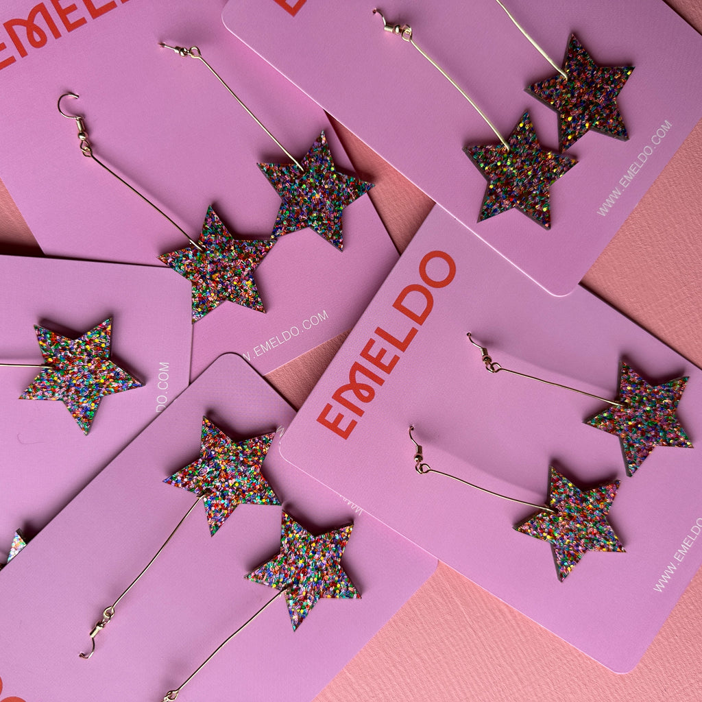 Star Earrings // Limited Edition Rainbow Confetti