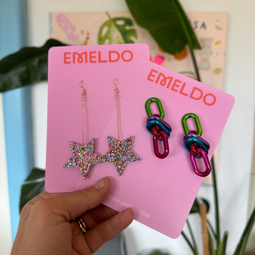 Star Earrings // Limited Edition Rainbow Confetti