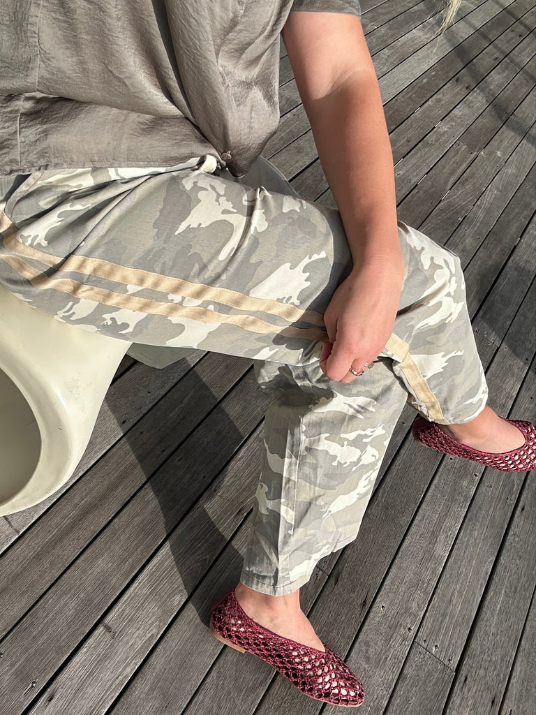 Camo Racer Pants // Gold Beige Stripes // By Frankie