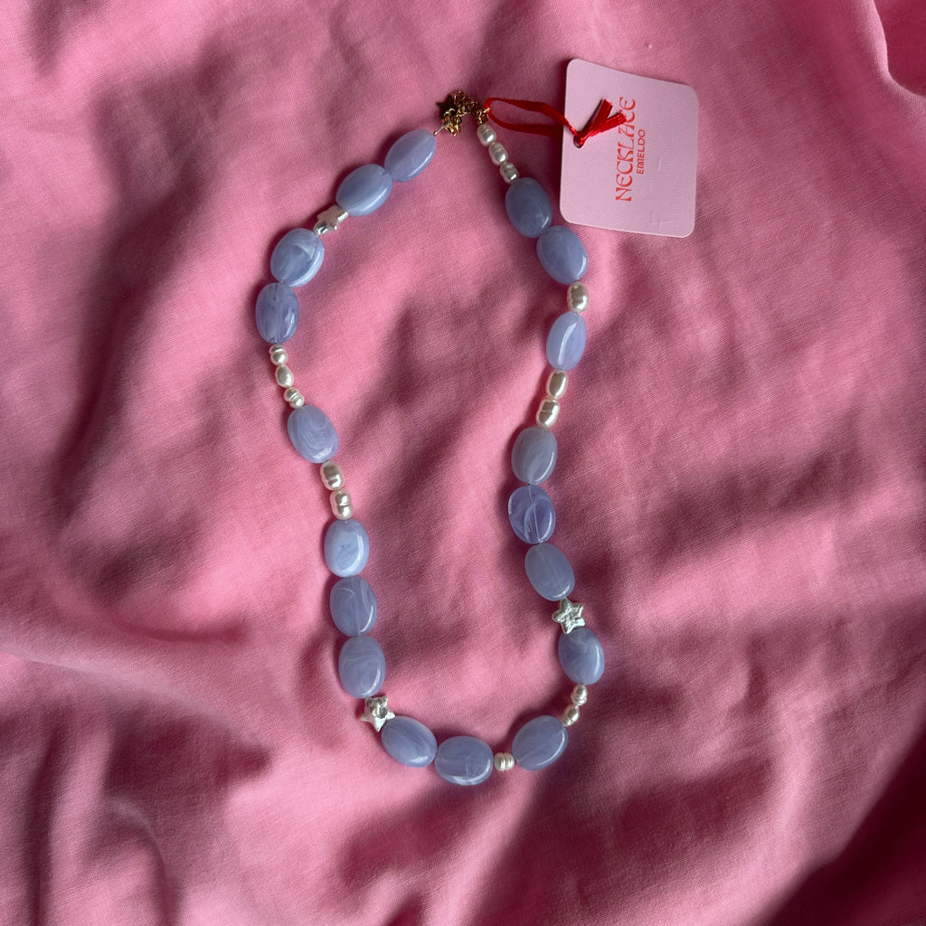 Bobba Necklace // One off Sky Blue + Pearls