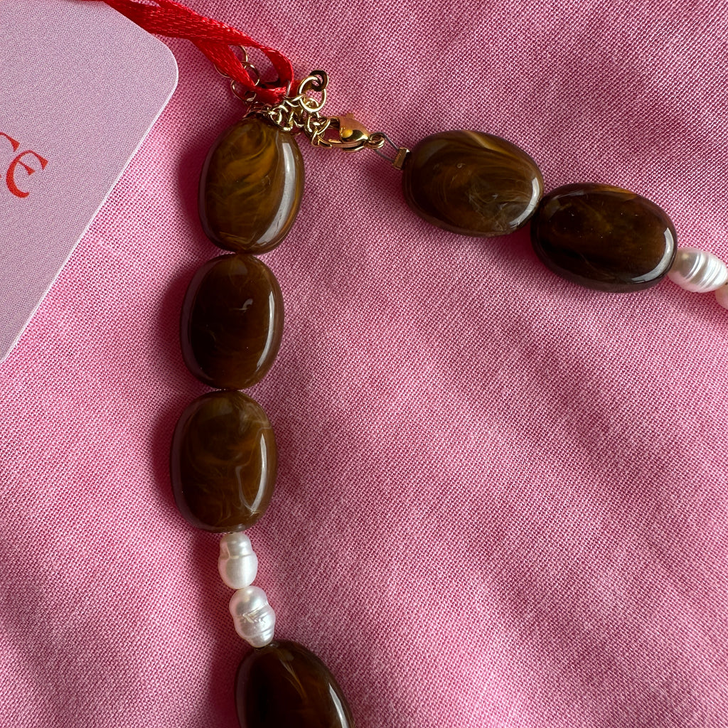 Bobba Necklace // One off Chocolate + Pearls 2