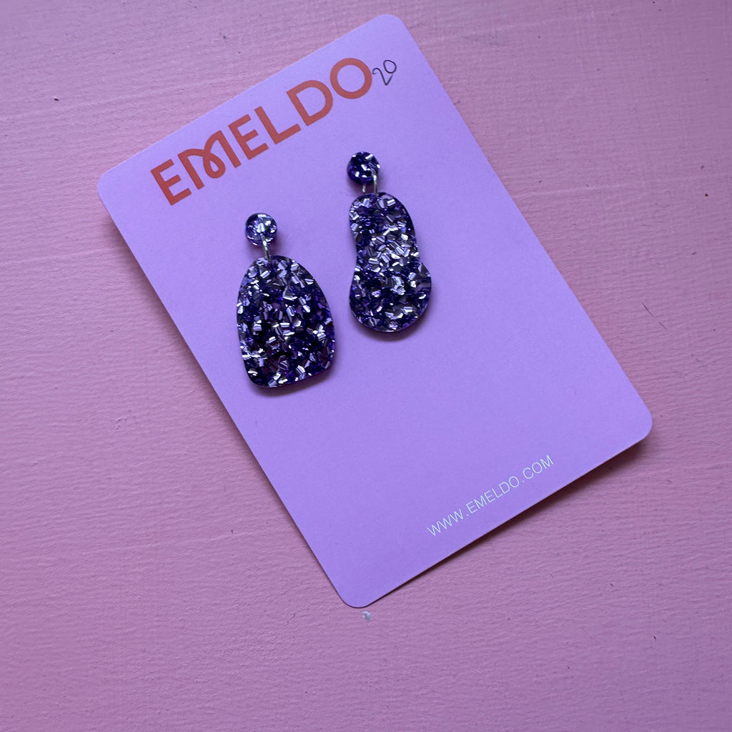 Warehouse sale Earrings // 32 - PURPLE glitter