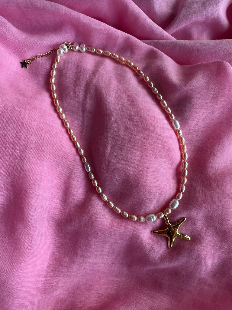 Bobba Necklace // one off pink pearls and starfish