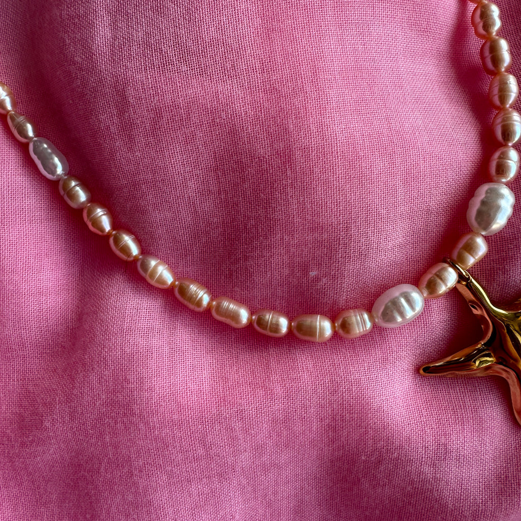Bobba Necklace // one off pink pearls and starfish