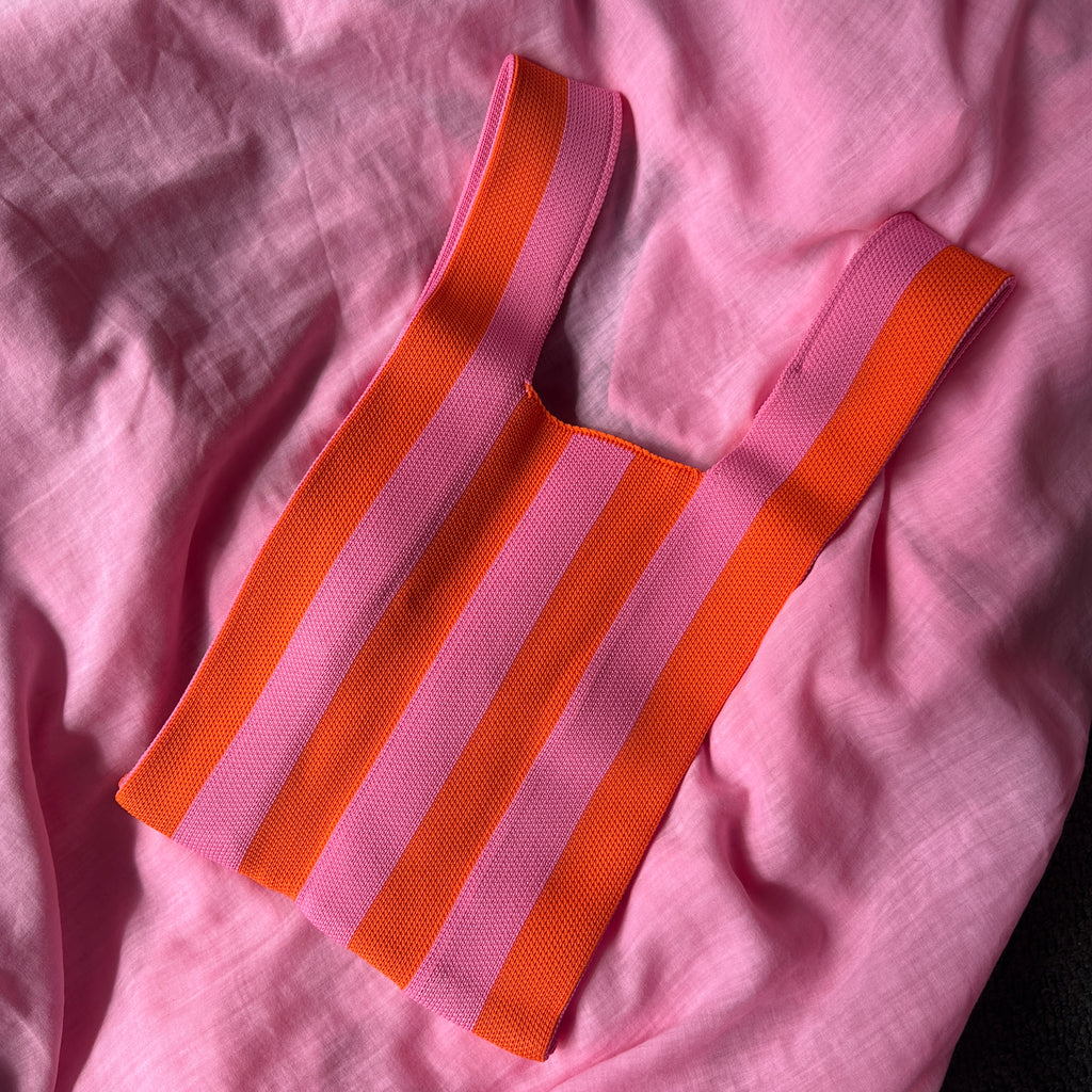 Stripe Knit Bag // Pink and Orange