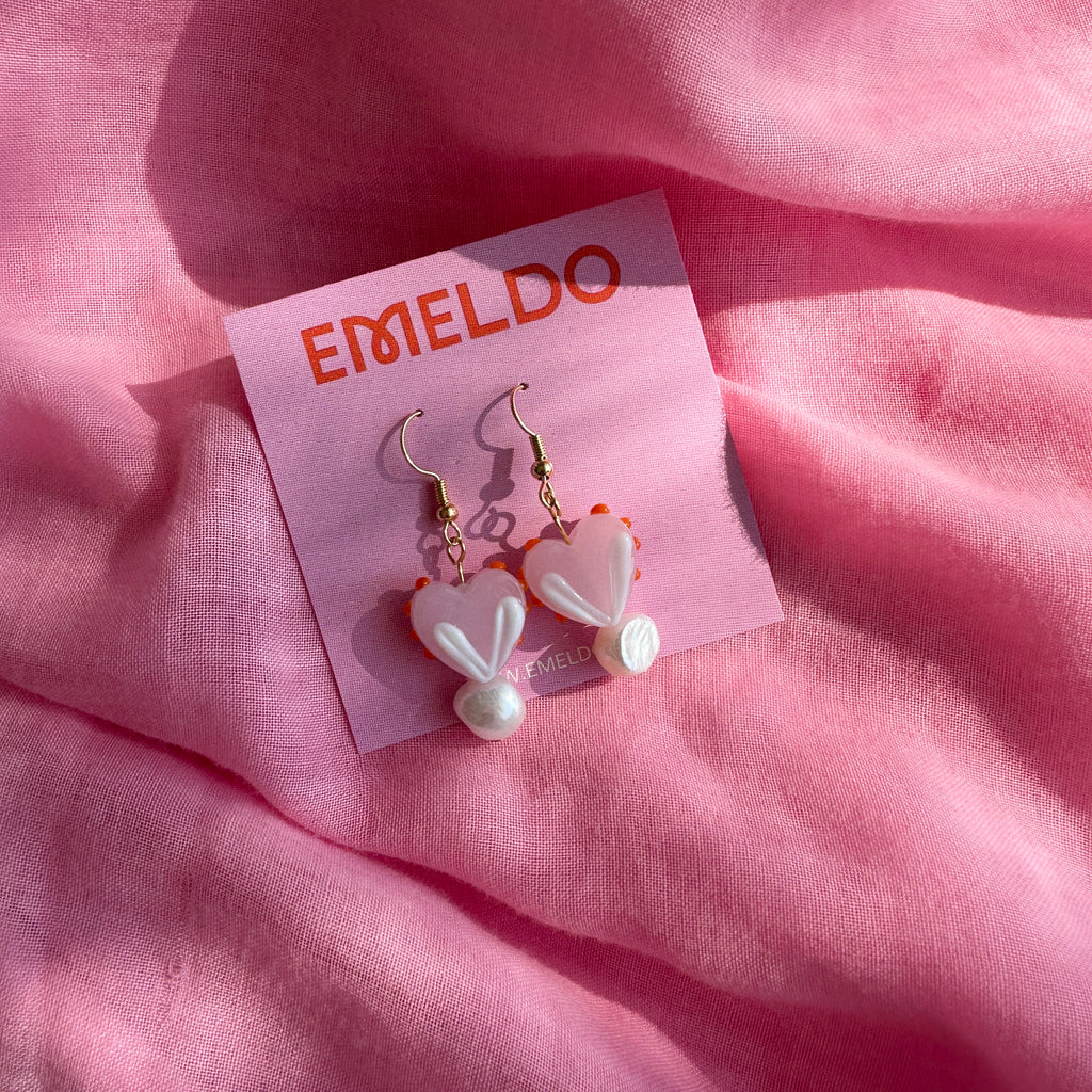 Tibi Hearts // Pink and Red with Pearl