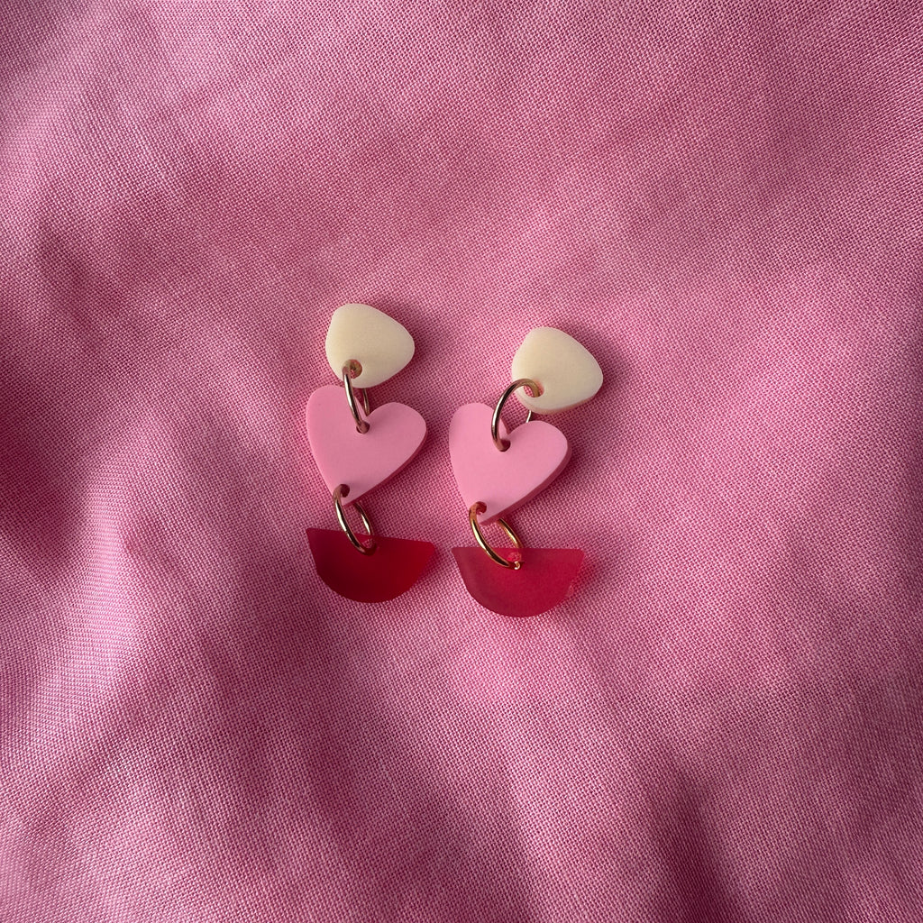 Vivi Earrings // red, pink and cream