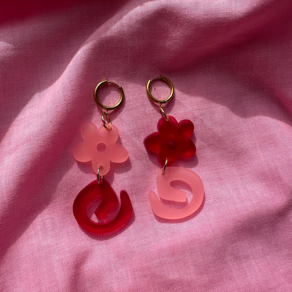 Mazelle Earrings // Pink and Red Translucent