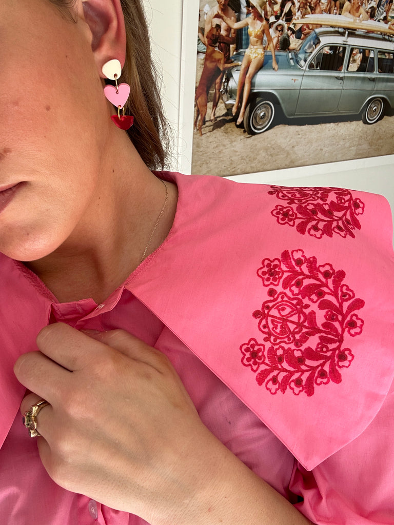 Vivi Earrings // red, pink and cream