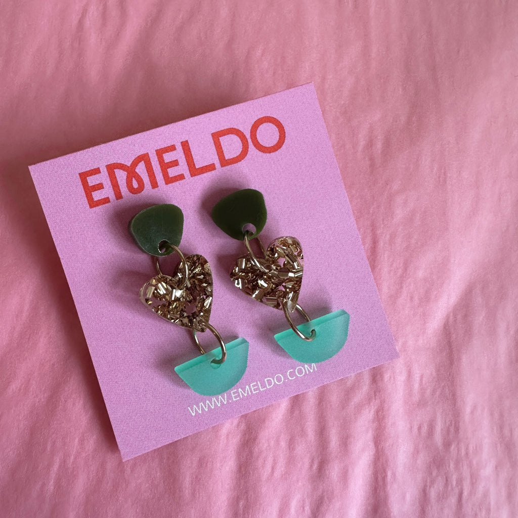 Vivi Earrings // Green and Gold