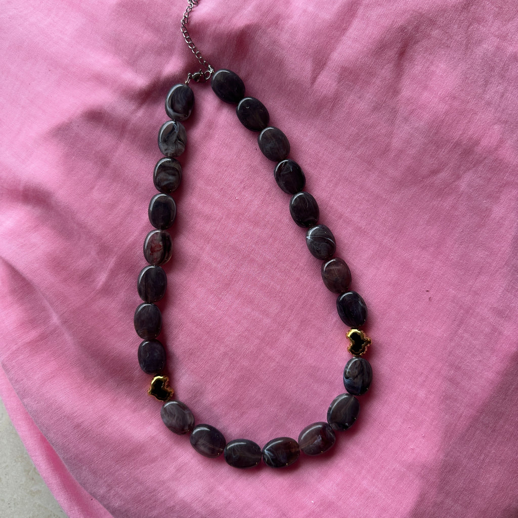 Lover Necklace //  Black with Hearts