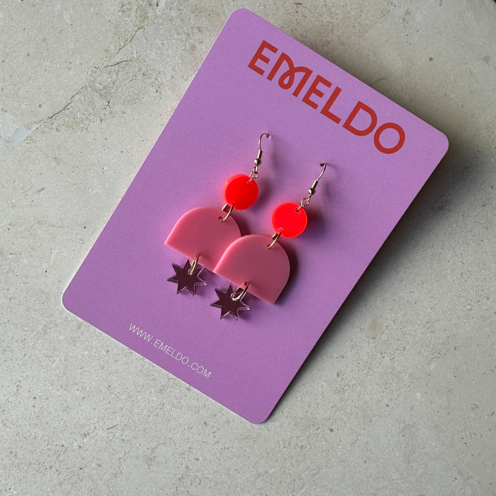 Alexa Earrings / Pink and red one off