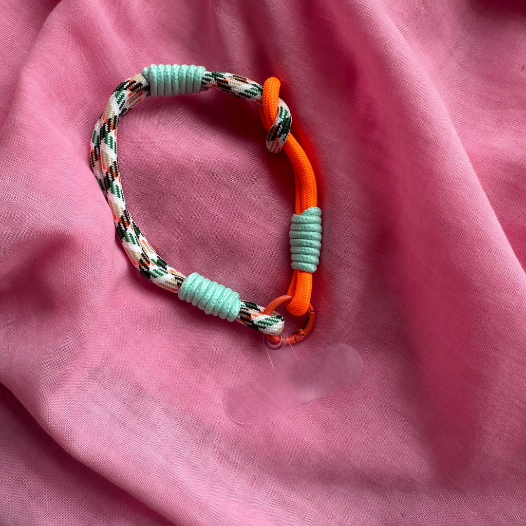Wrist Phone Strap // Neon Orange and Pattern