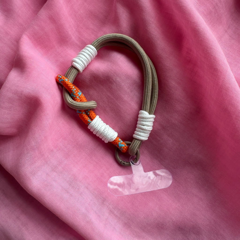Wrist Phone Strap // Tan and Orange