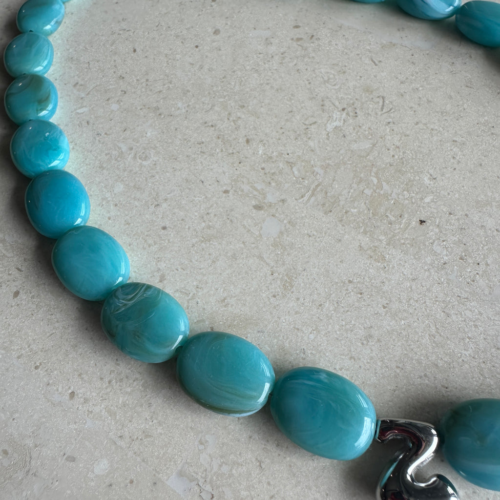 Bubble Initial Letter Necklace Turquoise // Select Gold or Silver *pre order*