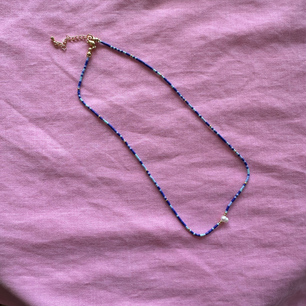 Lola Necklace // Blues + mini pearl