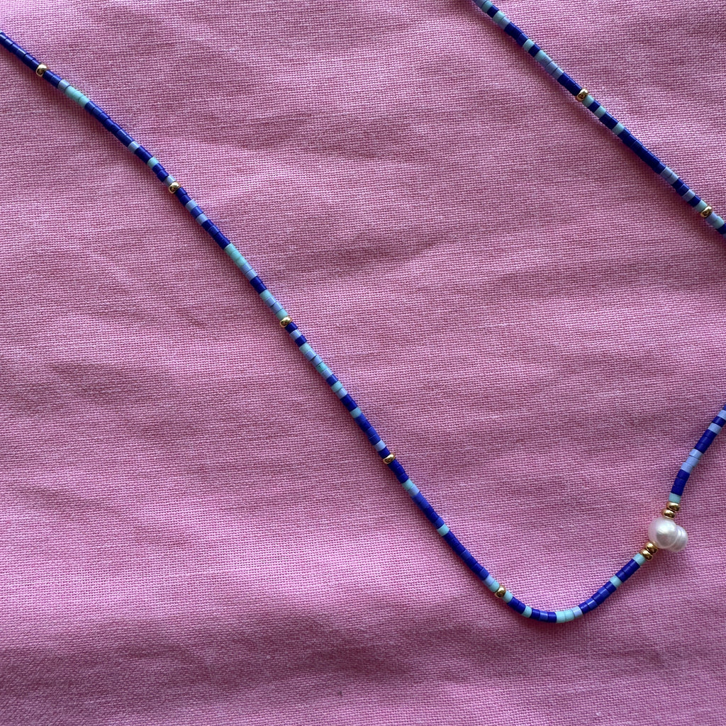 Lola Necklace // Blues + mini pearl