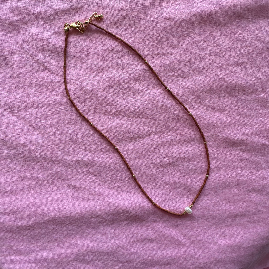 Lola Necklace // Brown and Mini Pearl