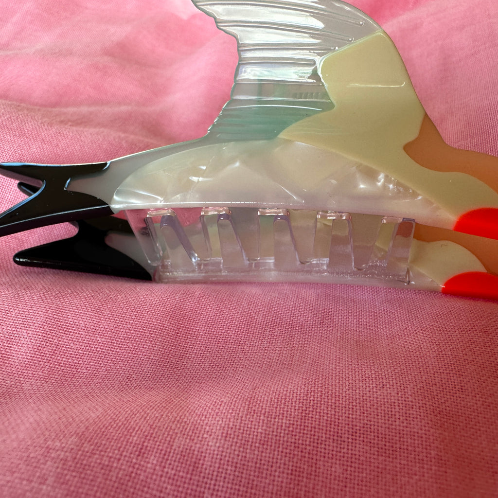 Bird Clip // Blue, cream and neon