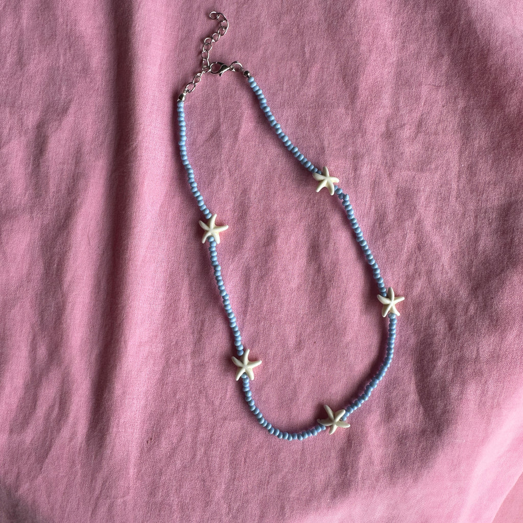 Starfish Necklace (short) // blue and cream