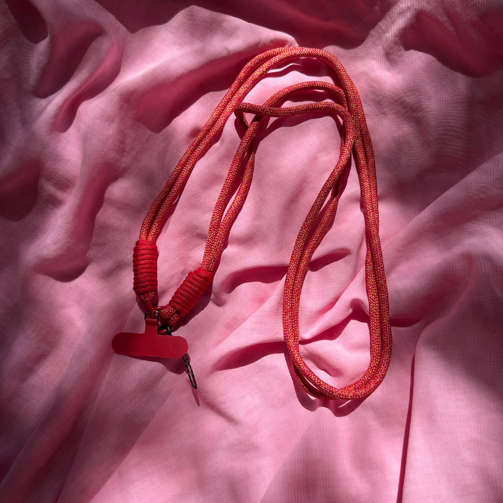 Phone Strap Rope Cross body // Red Fleck