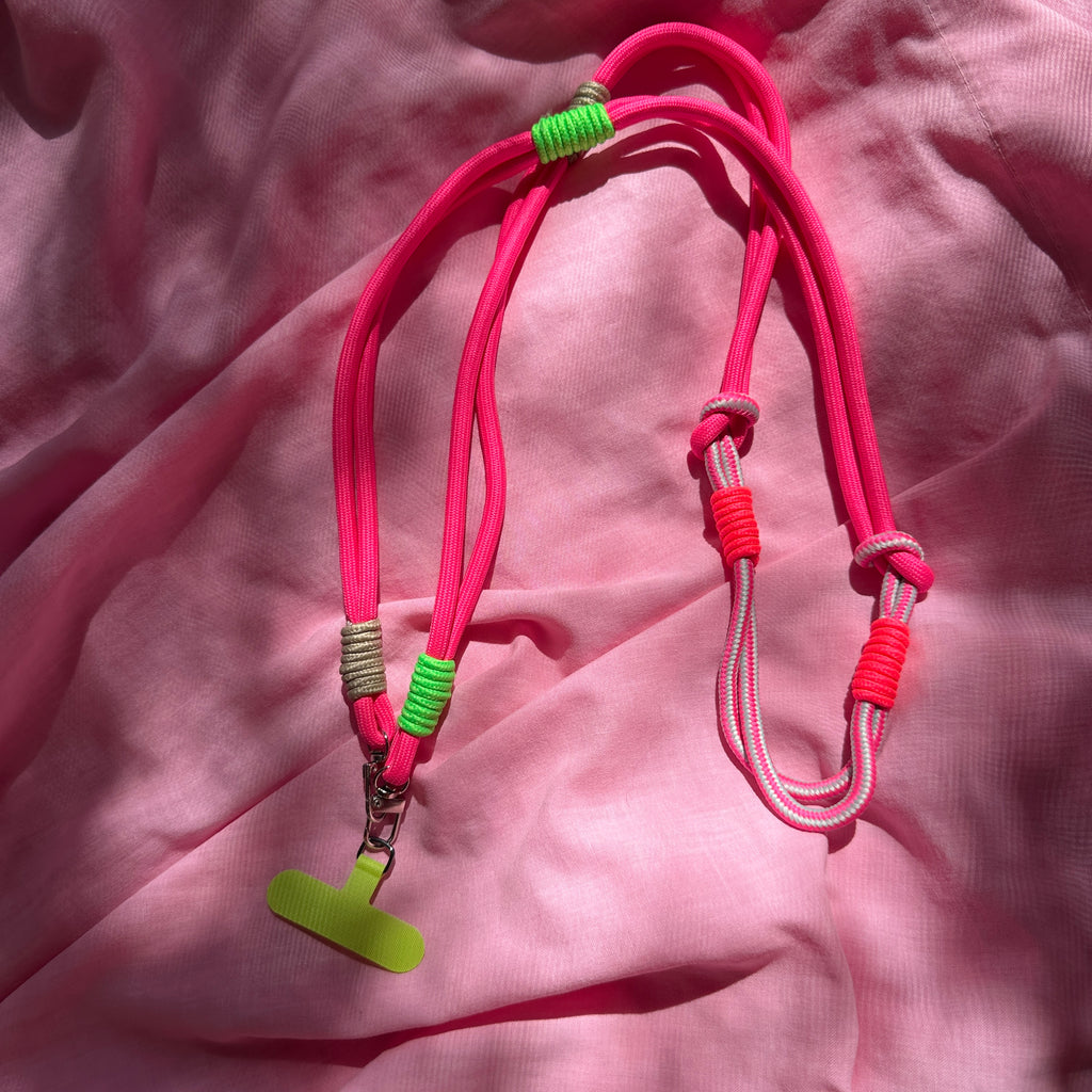 Rope Phone Strap // Neon Pink with Neons