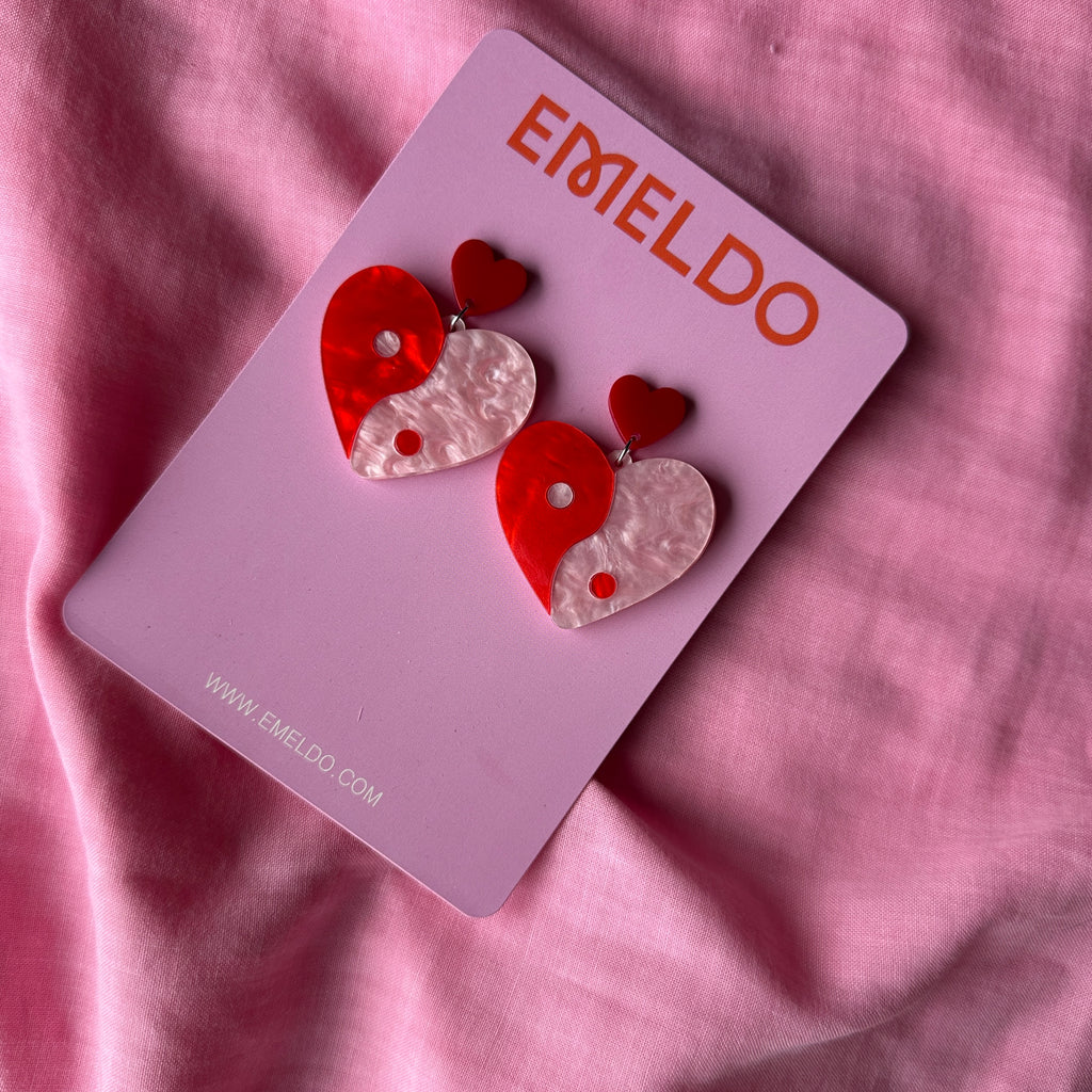 Heart Yin Yangs // pink and red