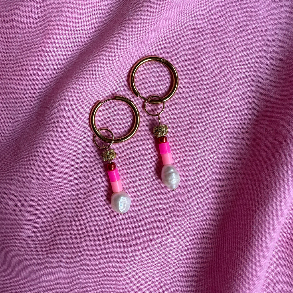Coco Dangles // pink, red pearls