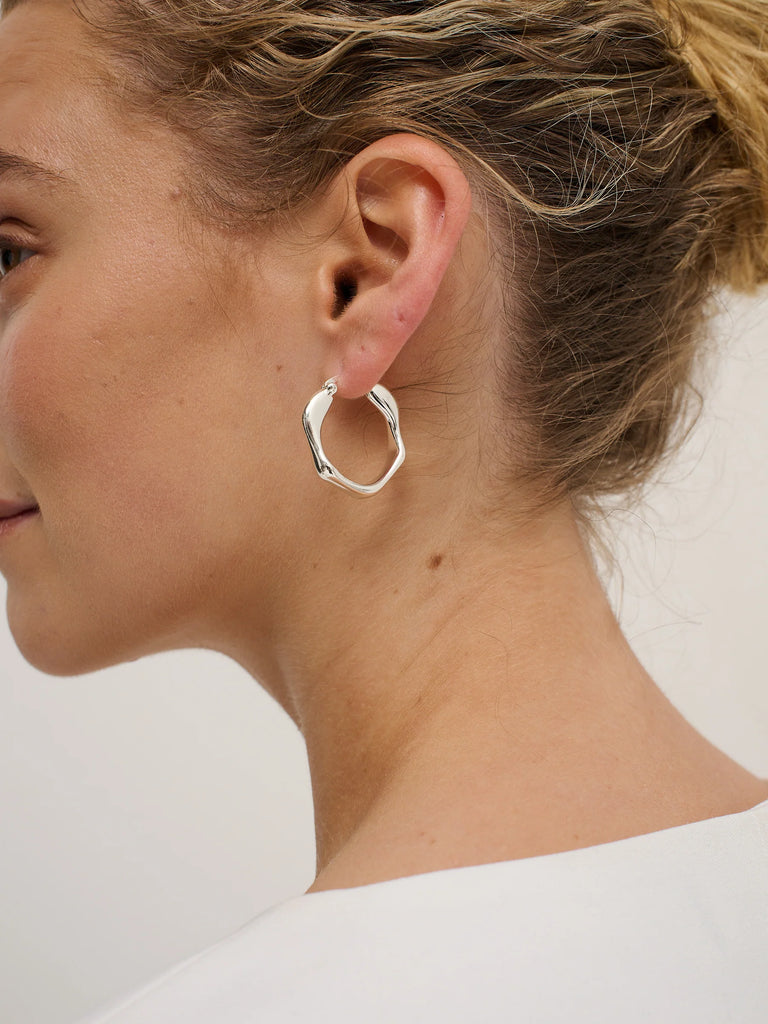 Wavy Textured Silver Plated Earrings