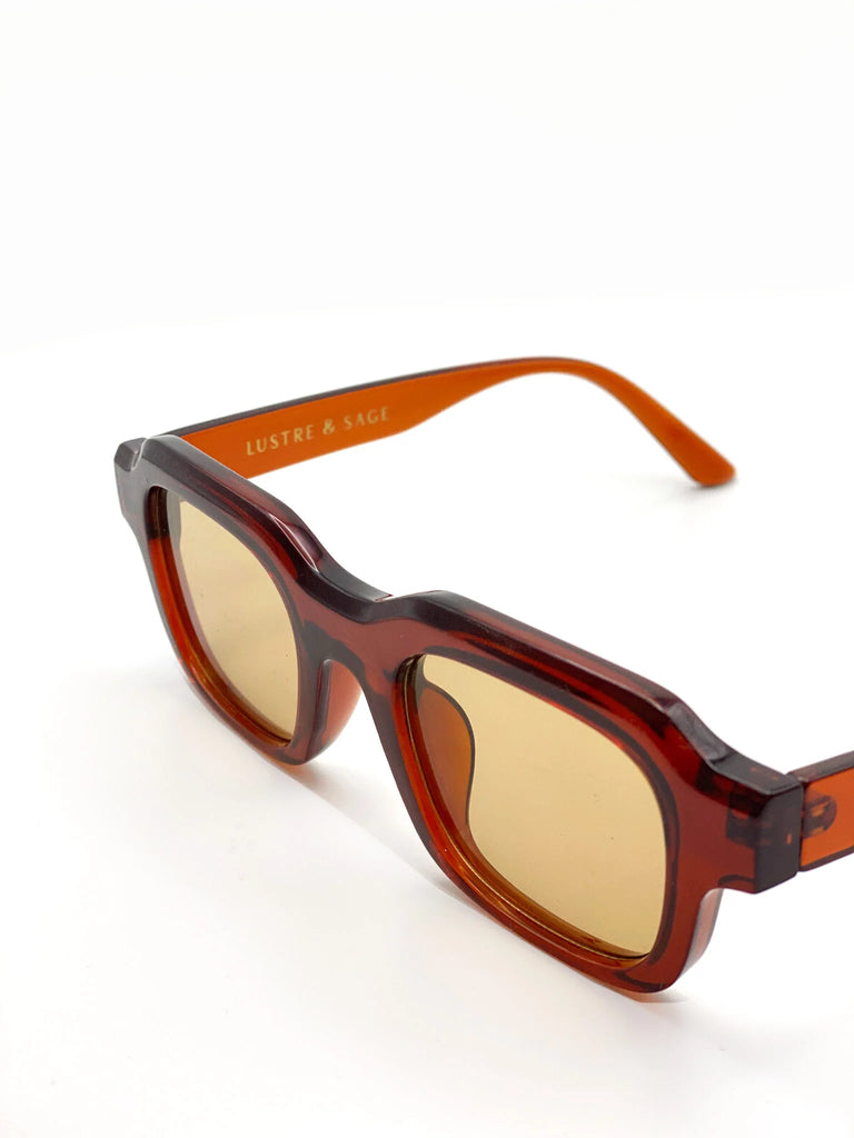 L&S Goutte Angular Sunglasses in Brown