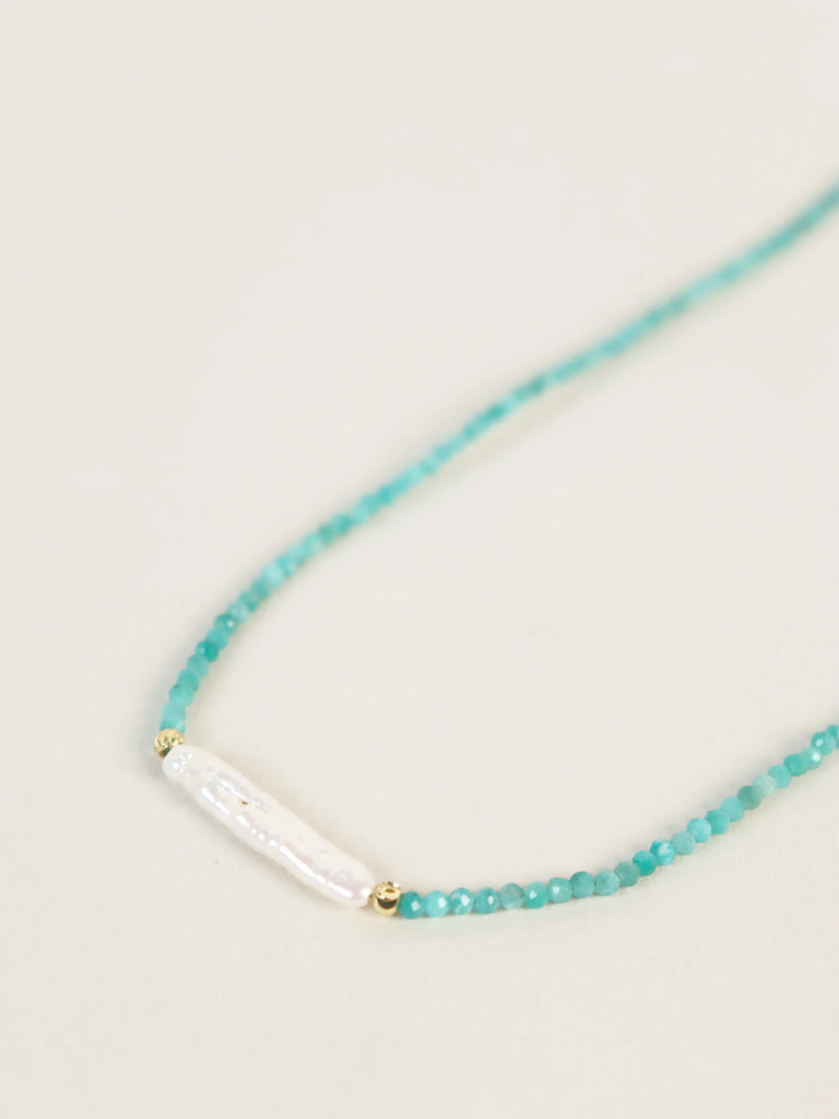 Sandara Pearl Beaded Necklace // turquoise and pearl