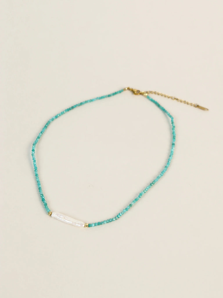 Sandara Pearl Beaded Necklace // turquoise and pearl