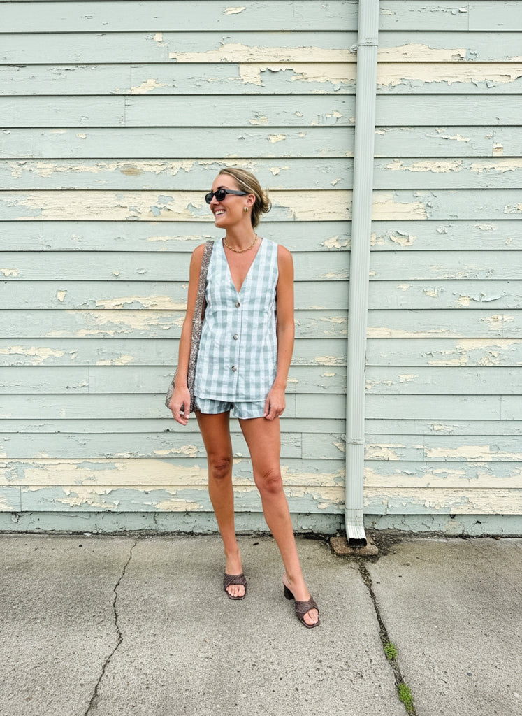 Sage Gingham Panel Set - By Frankie