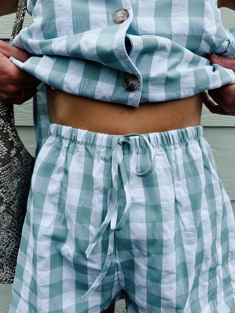 Sage Gingham Panel Set - By Frankie
