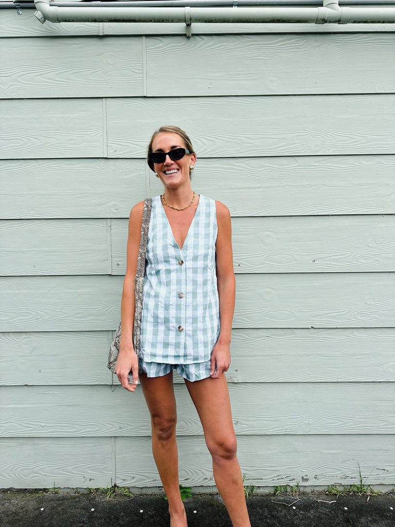 Sage Gingham Panel Set - By Frankie