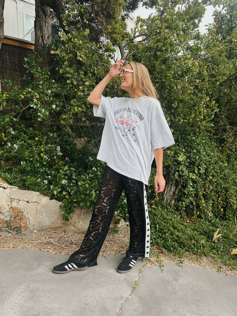 Lace Star Racer Pants - Black