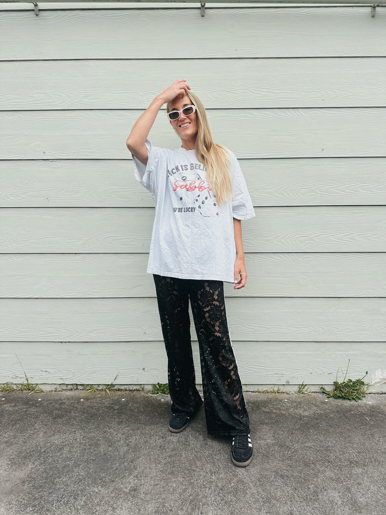 Lace Star Racer Pants - Black