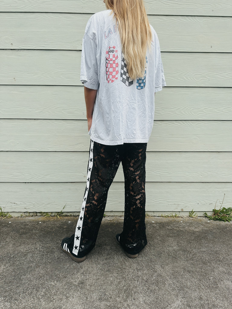 Lace Star Racer Pants - Black