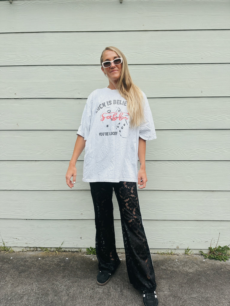 Lace Star Racer Pants - Black