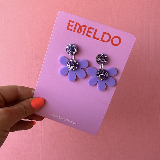 Posey Earrings // Mauve and Purple Glitter