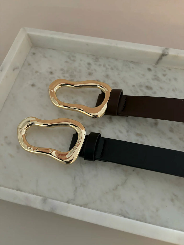 Organic Buckle PU Belt in Black