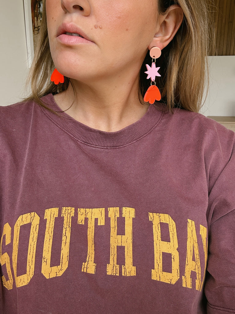 Blair Earrings // Peach, Pink and Neon Red
