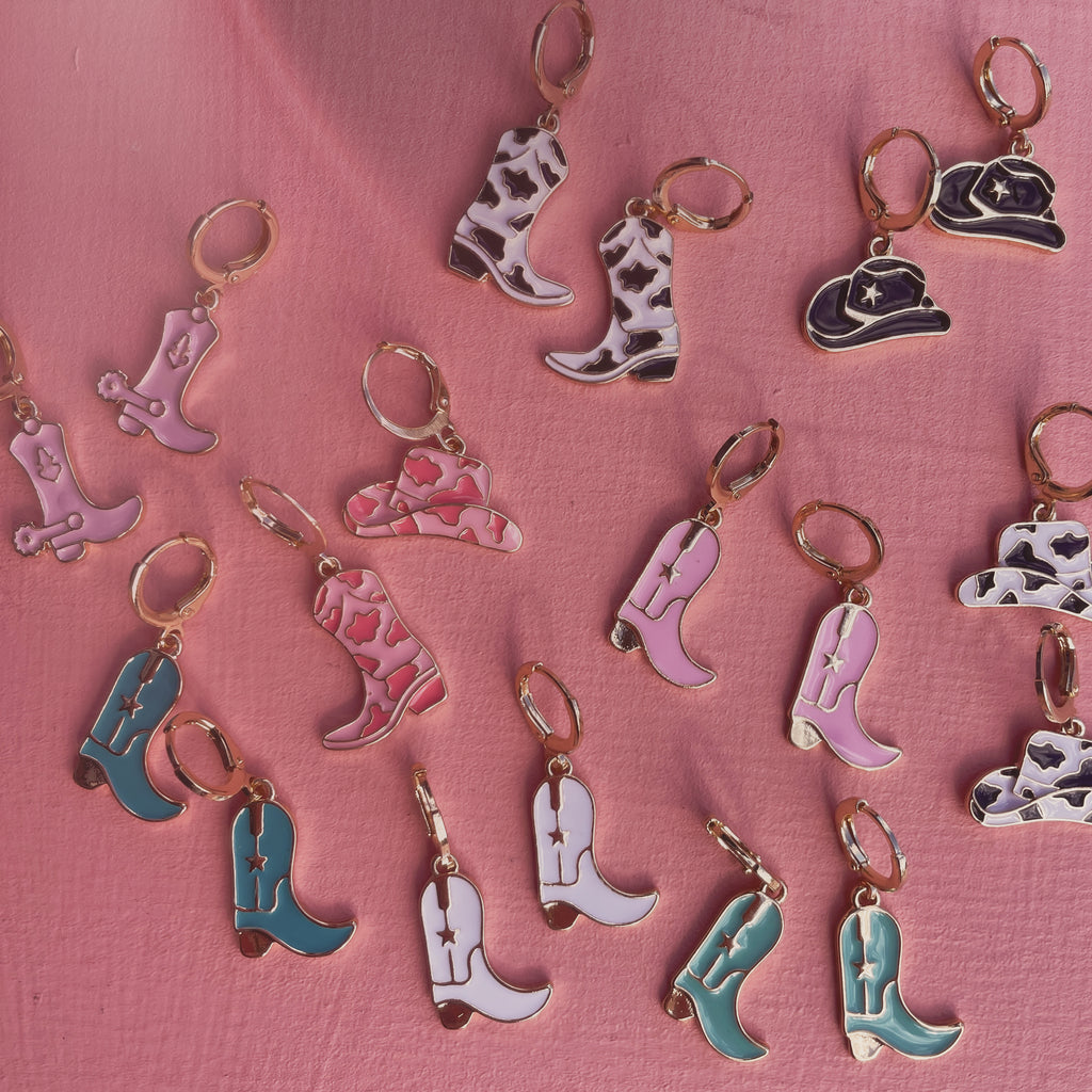 Mini Cowgirl Boot Earrings // select colour