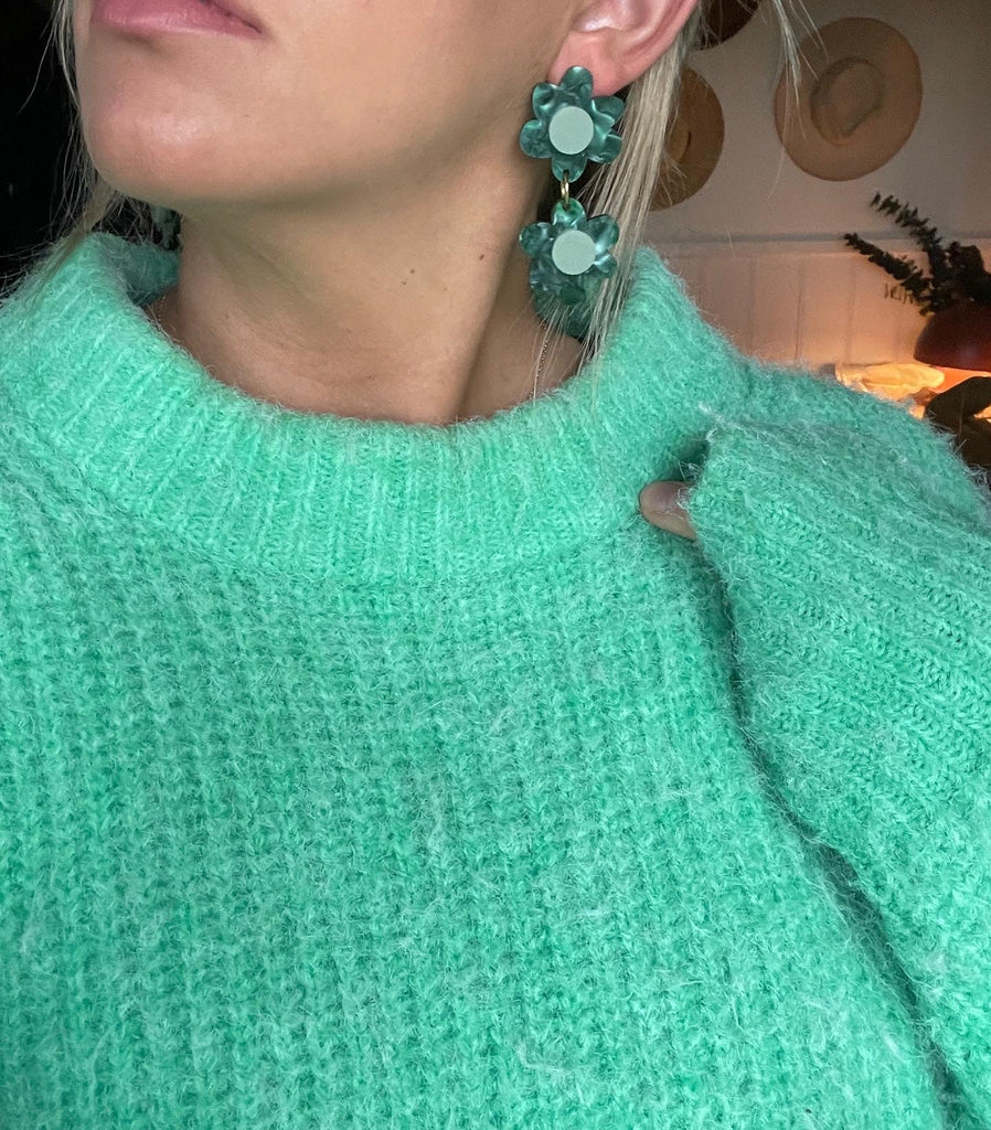 Jolene double flowers Earrings // greens