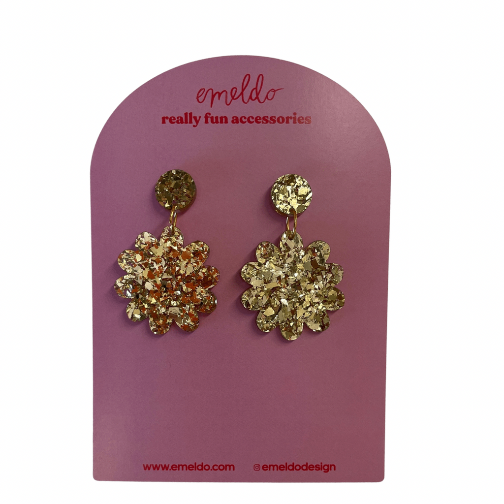 Blossom Earrings // Bright Gold Glitter is