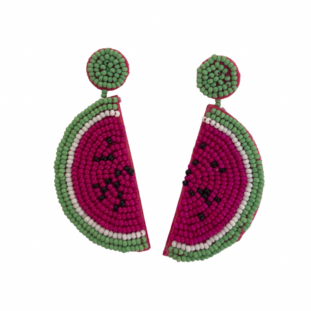Melon Beaded Earrings // Pinks