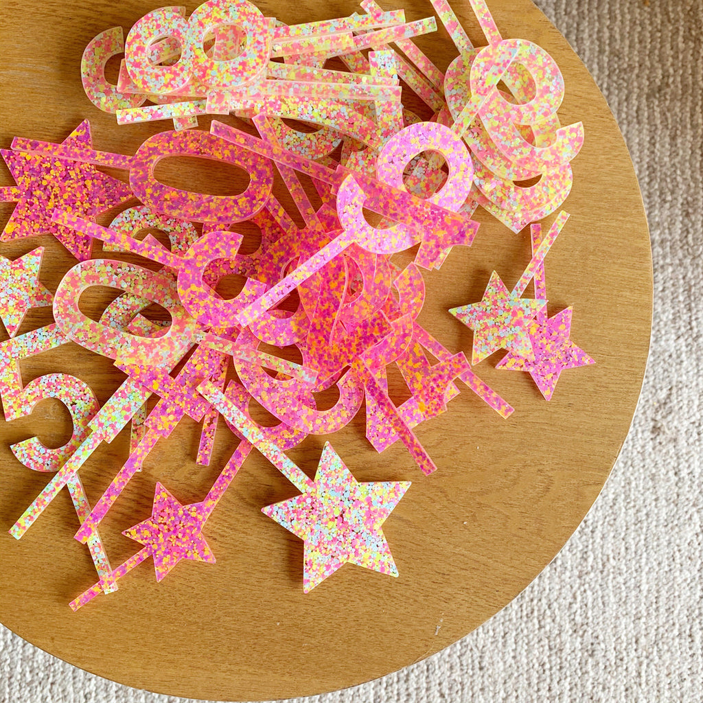 Neon Sorbet Confetti Number Cake Topper // number 8 and 0 left only