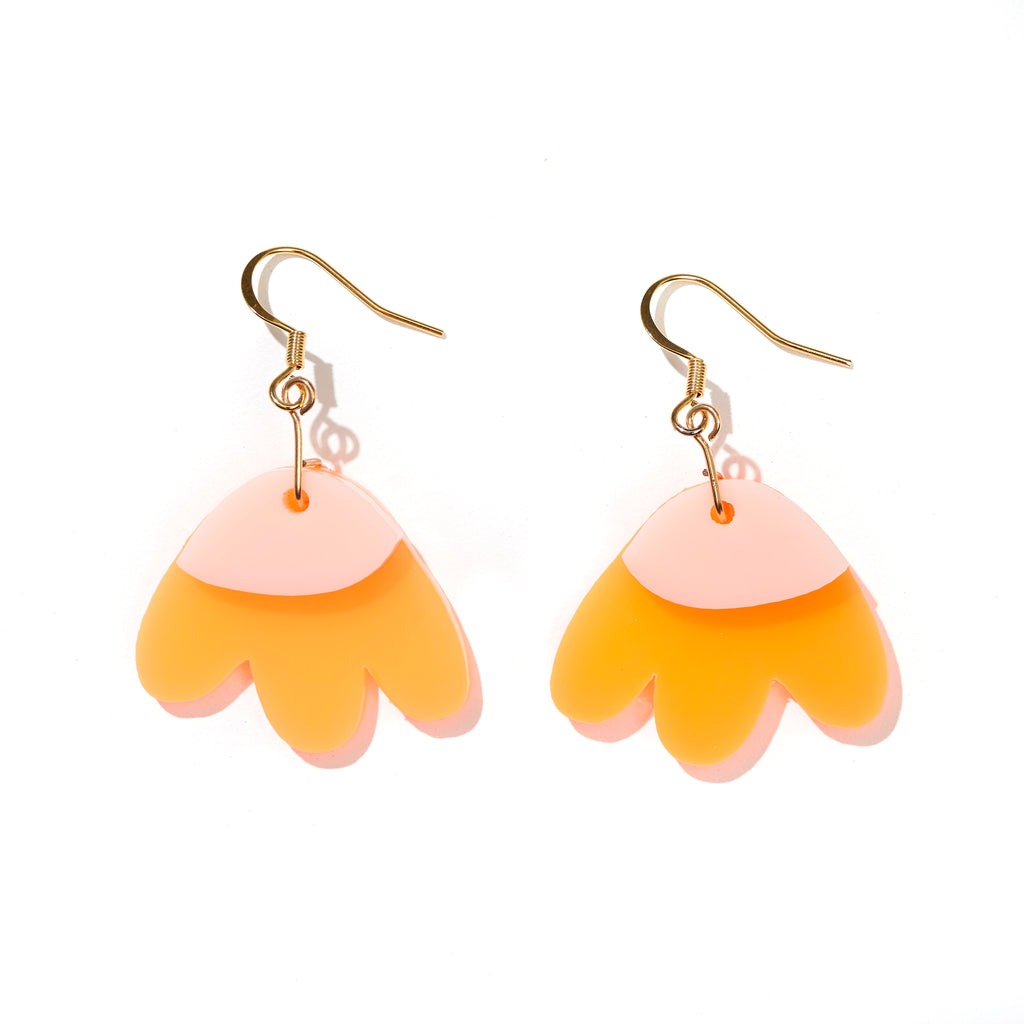 Elle Earrings // Fluro Orange with Pale Pink